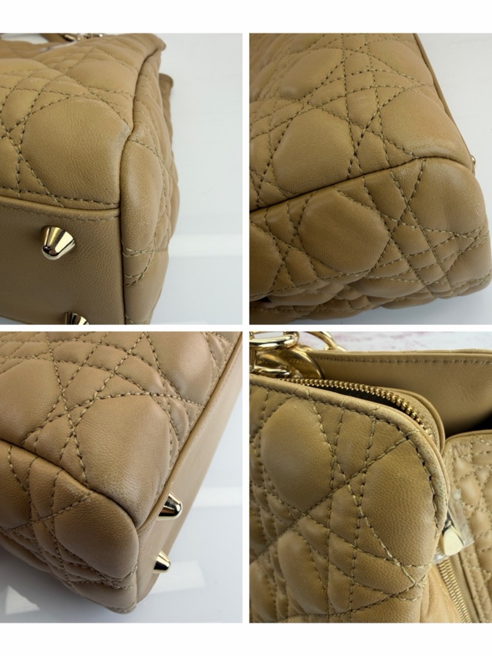 Christian Dior Tan Lambskin Soft Lady Cannage Quilted Chain Tote - Picture 8 of 16